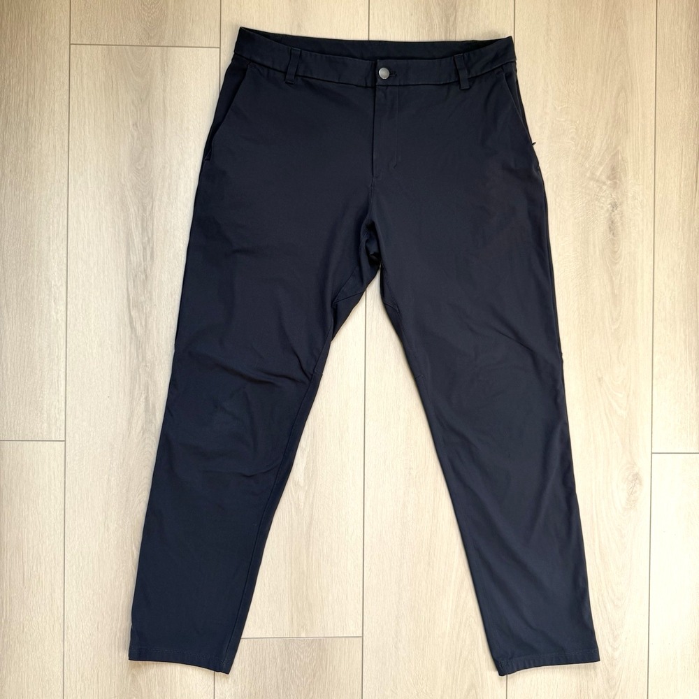 Lululemon‎ ABC Slim-Fit Pants Men's 34 Black Tech Trouser Zip Pocket Commuter